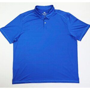 Tommy Bahama Size 3XL Mens Blue Short Sleeve Neck Logo Polyester Bend Polo